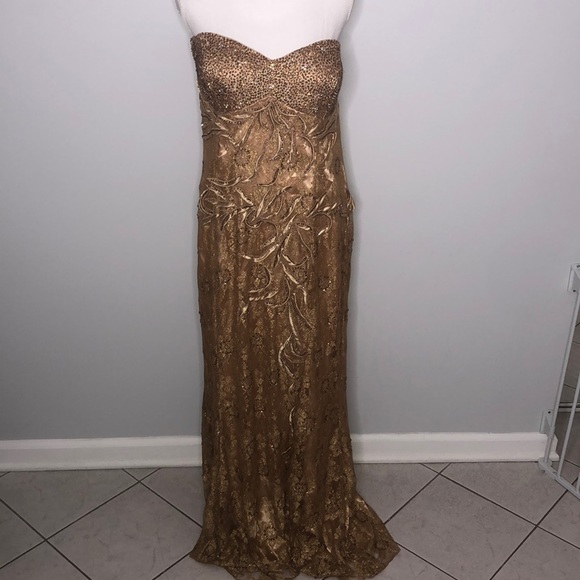 May Queen gold beaded evening gown - Picture 2 of 8